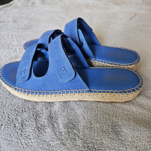 Cole Haan Blue Cloudfeel Espadrille Slide Wedge Sandals Size 10 - Picture 3 of 11